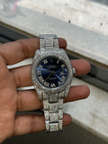 Custom Lab Diamond Rolex Datejust 41mm - Blue Dial (Full Buss Down)