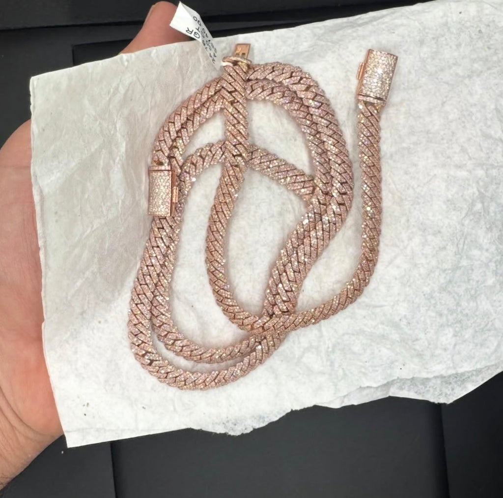 Tennis & Lab diamond Chain Bundle Rose Gold 925 silver back
