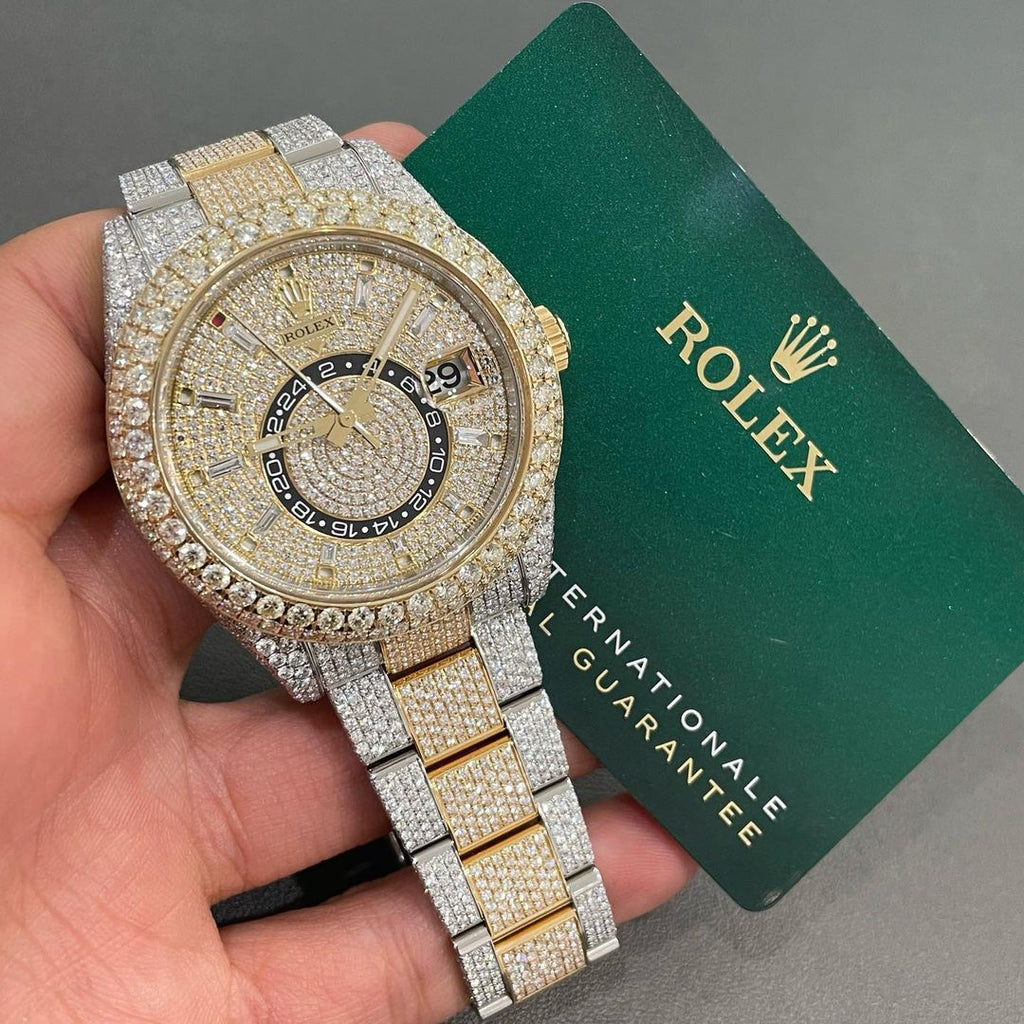 Rolex Sky-Dweller Gold Lab Diamond Iced Out Watch