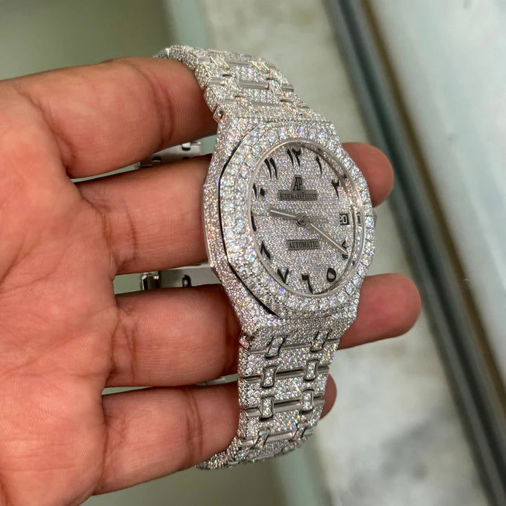 Moissanite AP Watch - Audemars Piguet RoyalOak Arabic Iced Out Diamond
