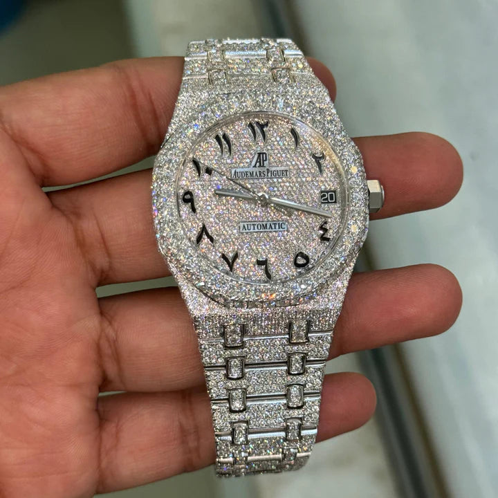 Moissanite AP Watch - Audemars Piguet RoyalOak Arabic Iced Out Diamond
