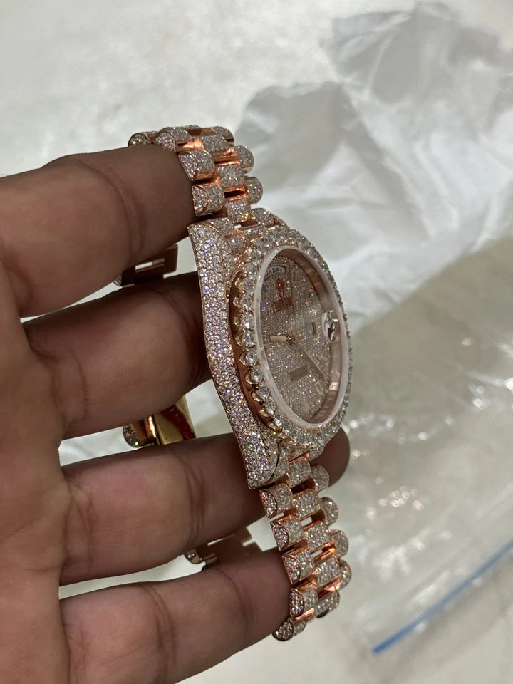 Lab diamond custom Rolex Day-Date - Rose Gold (Presidential Edition)