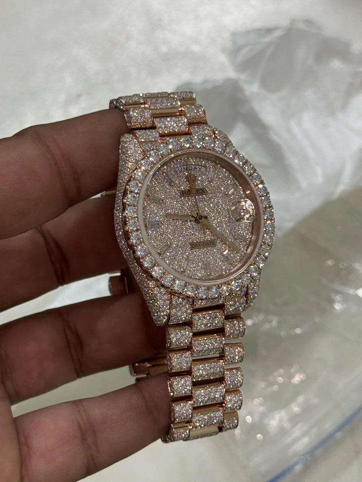 Lab diamond custom Rolex Day-Date - Rose Gold (Presidential Edition)