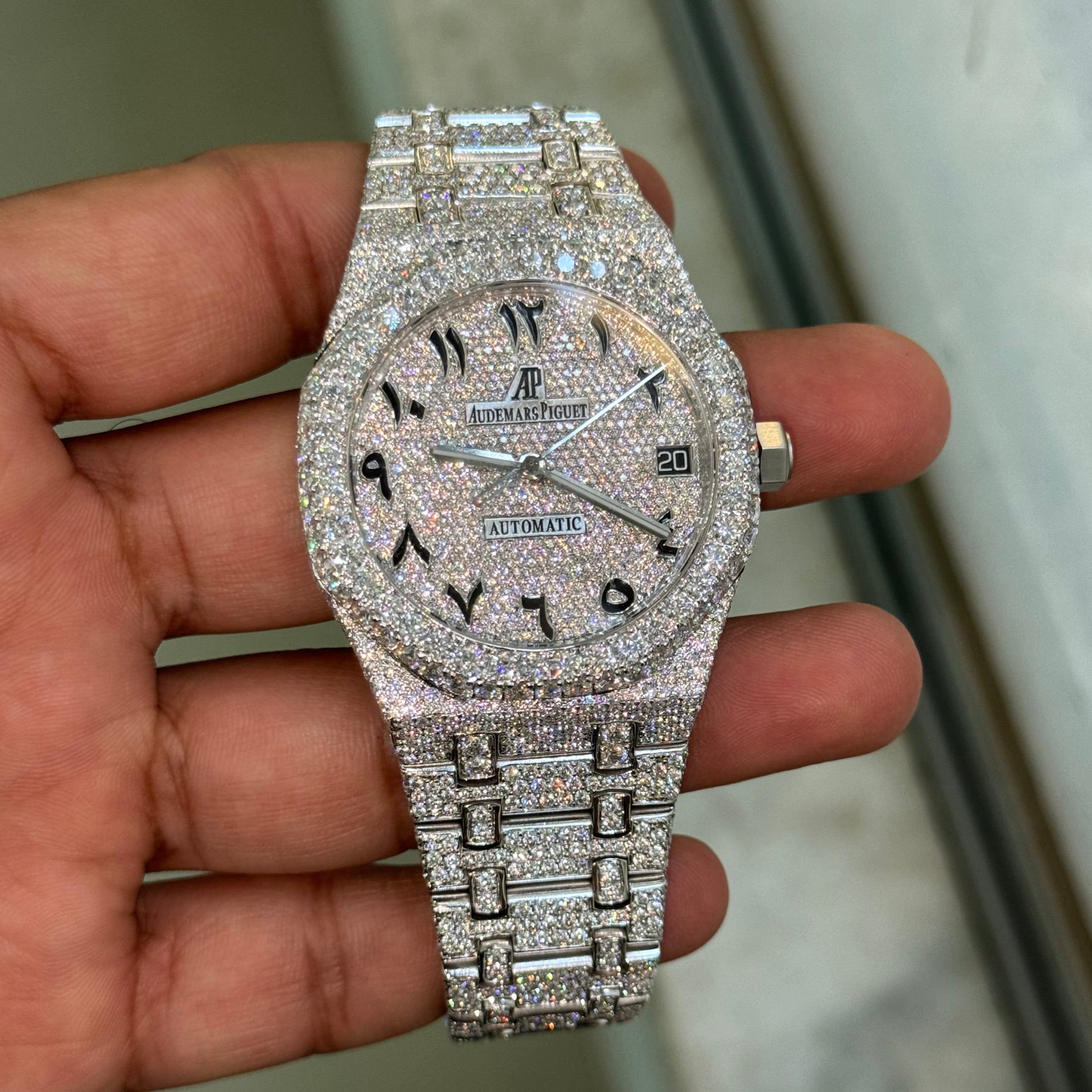 Moissanite AP Watch - Audemars Piguet RoyalOak Arabic Iced Out Diamond