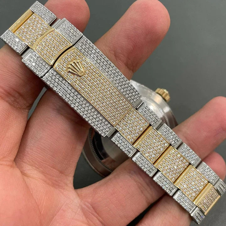 Rolex Sky-Dweller Gold Lab Diamond Iced Out Watch