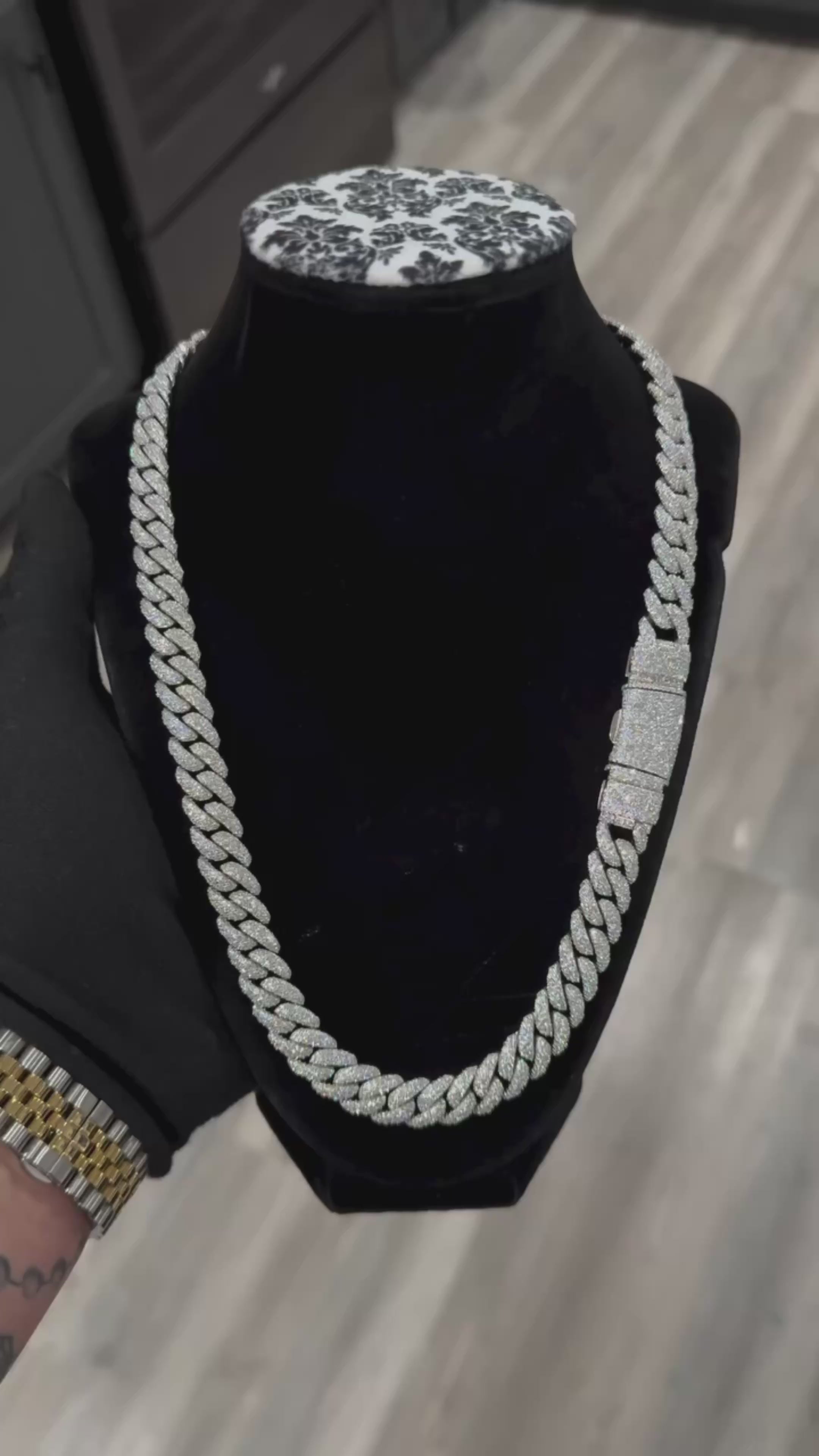 Iced out white gold Lab Diamond Cuban Link