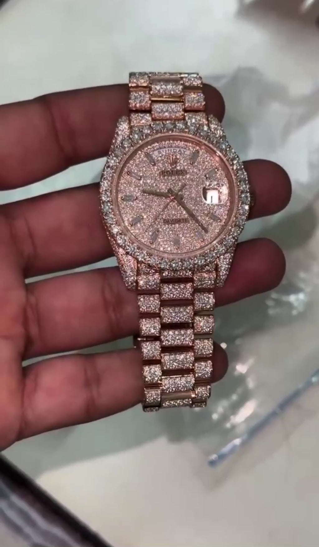 Lab diamond custom Rolex Day-Date - Rose Gold (Presidential Edition)